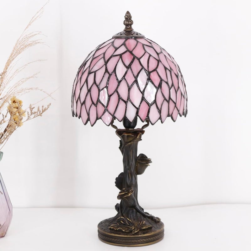 TCODTPOL Small Tiffany Lampshade Replacement Only Stained Glass Style Lamp Shade 8 Inch Fit for Table Desk Lamp, Pendant Ceiling Light Fixture (Pink Wisteria) - Image 4